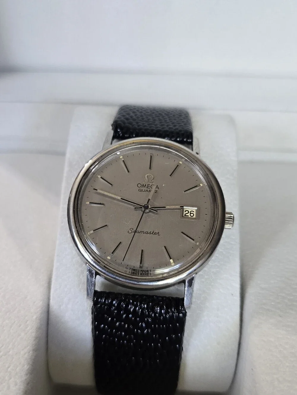 Omega Seamaster Silver Dial Watch with Black Strap